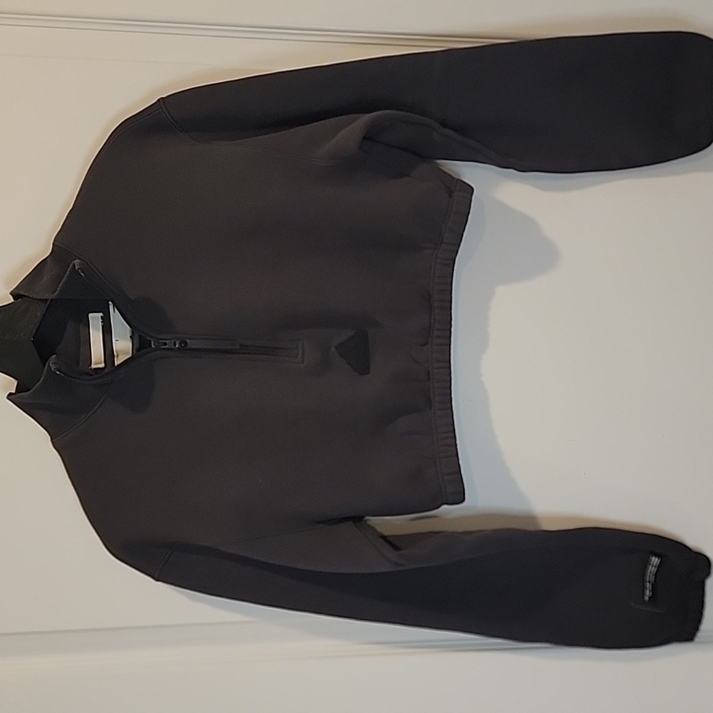 Adidas Cropped Half-Zip Sweatshirt, Dark Grey, Small, NWOT - Picture 4 of 9